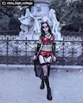 red vegan leather top and red garter skirt Thumbnail # 177165