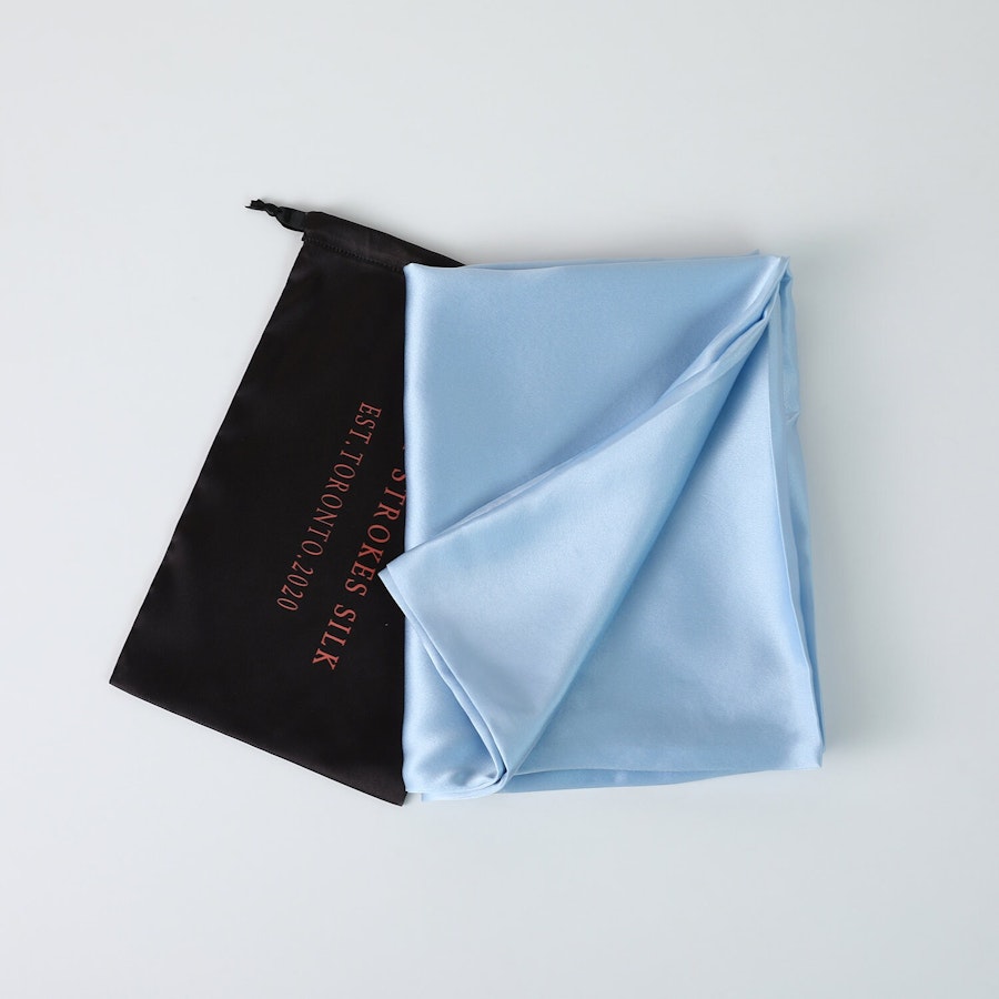 Blue Macaron Luxury Pure Mulberry Silk Pillowcase | Queen | 32 Momme | Drape Collection Image # 181527