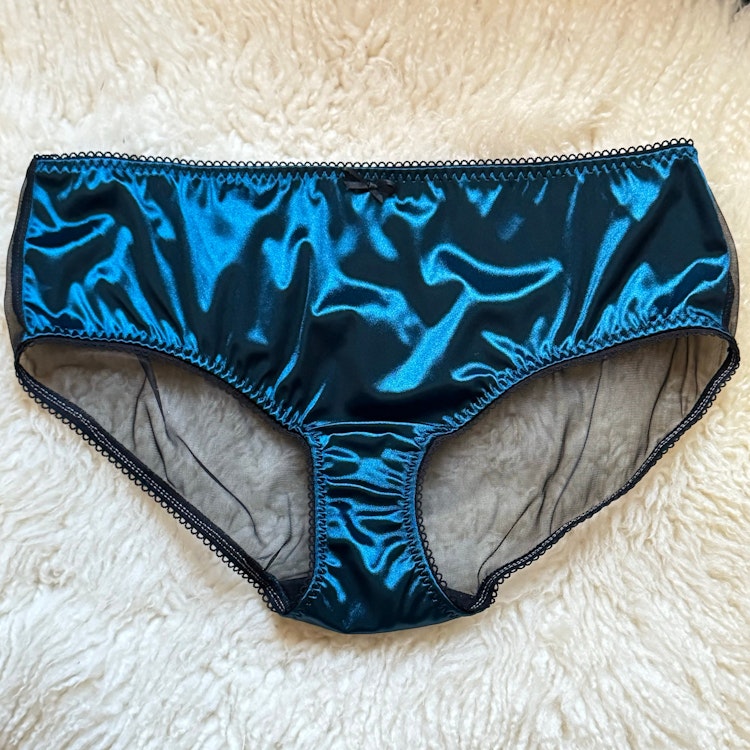 The Appolonia Panty ~ Glossy Satin With Sheer Nylon Rear ~ Low Rise Hipster Brief ~ Men Women Unisex Underwear photo