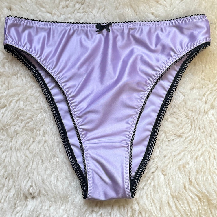 The Estelle Satin Panty ~ Vintage Style Sexy Hi-Cut Leg Bikini Panties ~ Shiny Glossy Mid Rise French Cut photo
