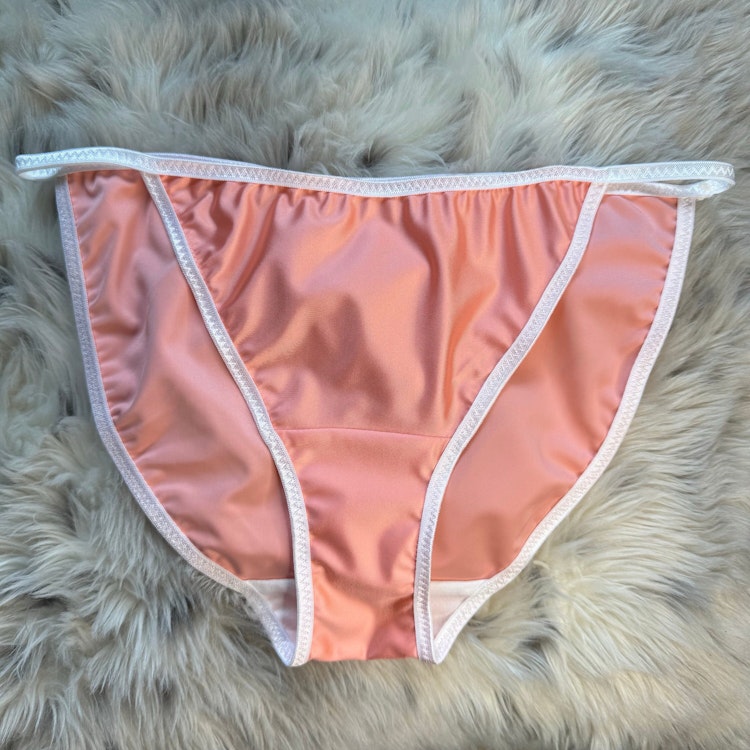 The Electra Panty ~ Sexy Vintage Style Glossy Satin String Bikini  ~ Regular Fit ~ Made To Order photo