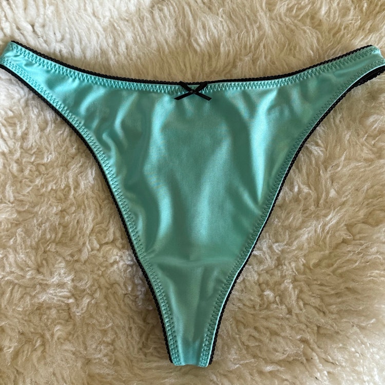 The Star Satin Panty ~ Vintage Style Hi-Cut Thong Panties ~ Shiny Glossy French Cut Underwear photo