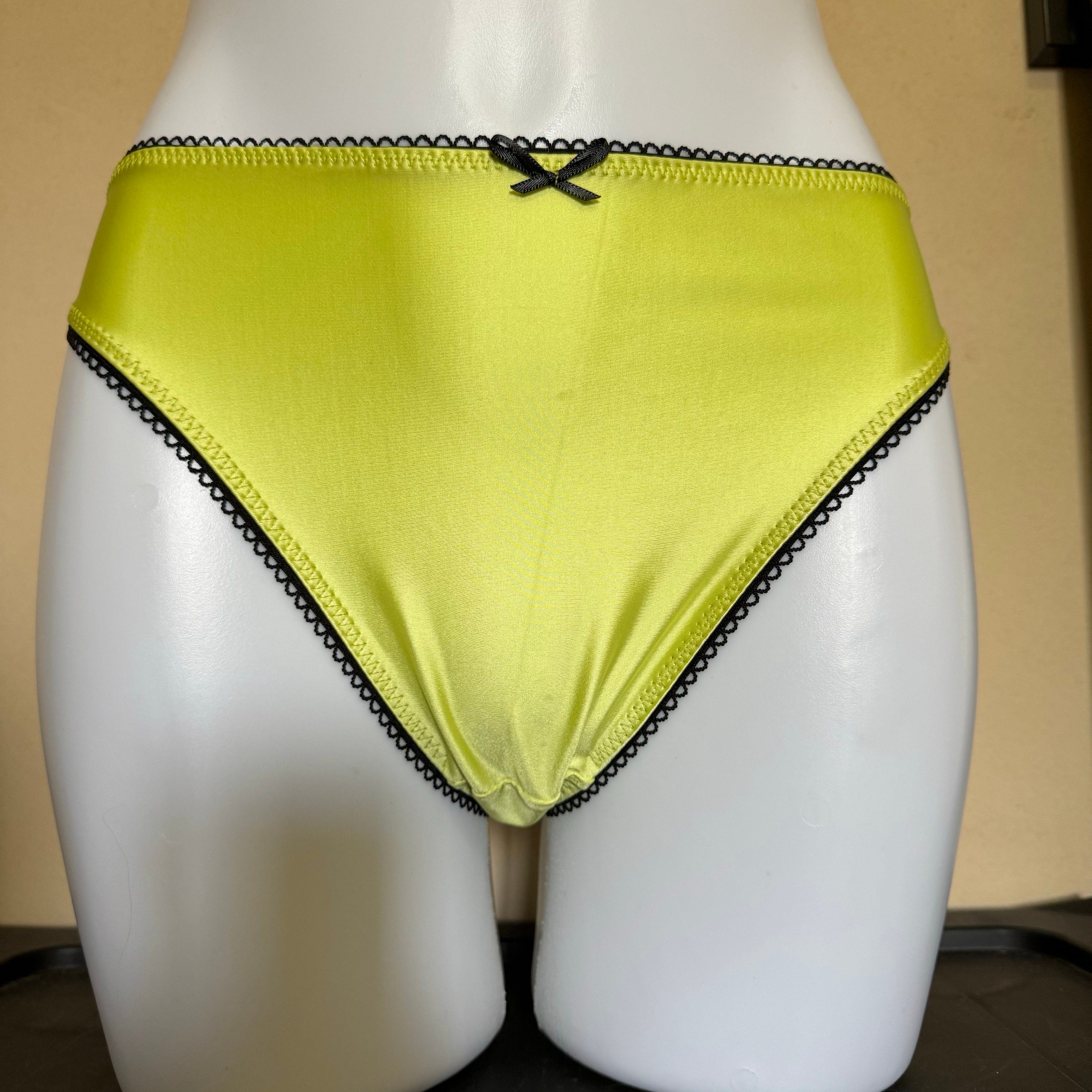 The Estella Panty ~ Glossy Satin & Sheer Mesh Vintage Style Hi-Cut French Bikini Panties photo