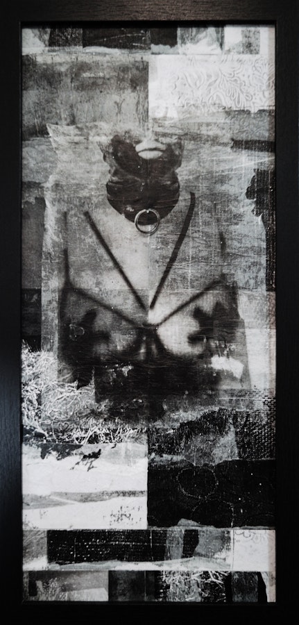 Submissive Fantasy - Framed Original Collage Artwork - BDSM Art by Roseanne Jones