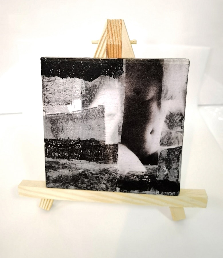 Awaiting - Original Collage Artwork - Fine Art Nude Abstract - Roseanne Jones Image # 212822