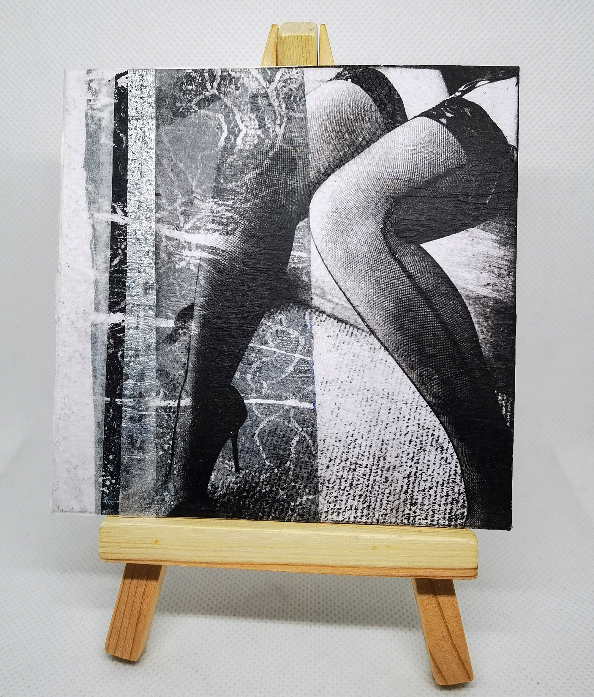 Thigh High Fishnets - ORIGINAL Paper Collage - Sexy Erotic art by Roseanne Jones photo