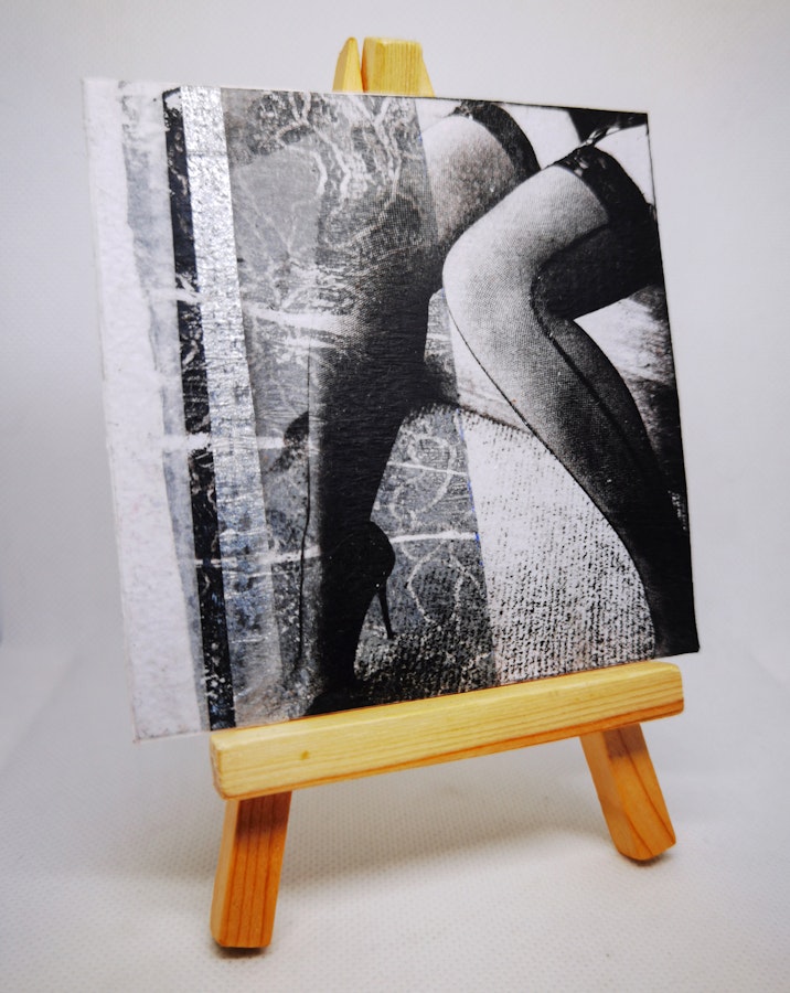 Thigh High Fishnets - ORIGINAL Paper Collage - Sexy Erotic art by Roseanne Jones Image # 212854
