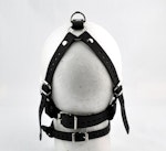 Ultra Strict Head Harness Ring Gag - Black Leather & Steel Thumbnail # 216092