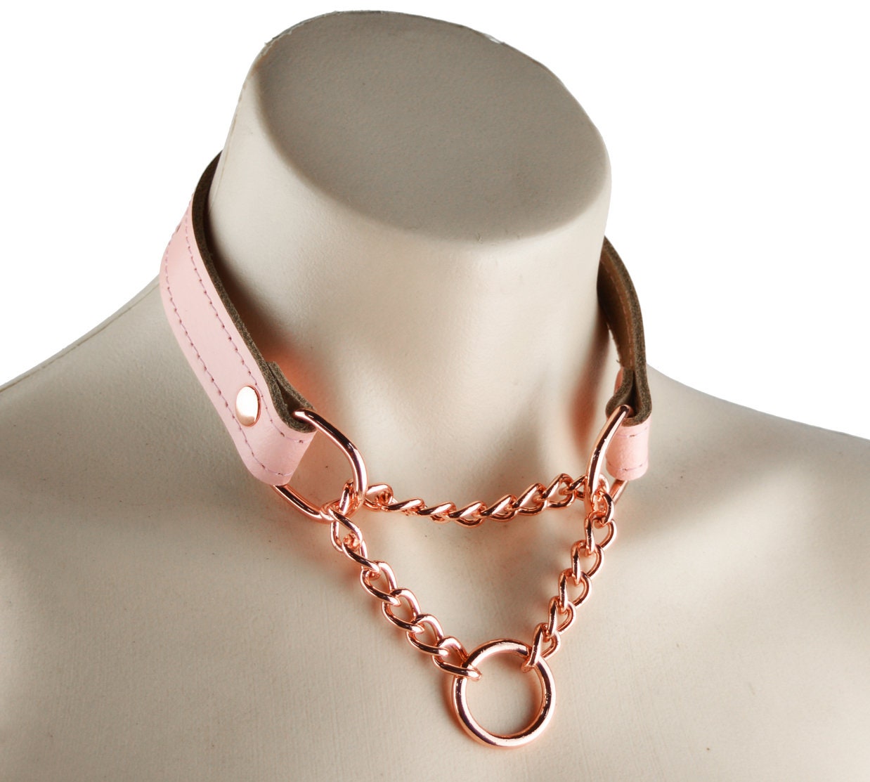 Blush Pink Leather Martingale Day Collar photo