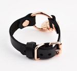 Secret Message Custom Engraved Love Heart Wrist Cuff Handcrafted Leather with Rose Gold O-Ring & Pendant Wristband Thumbnail # 216221