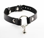 Secret Message Kitten Bell Custom Engraved Collar Handcrafted Leather with Silver O-Ring & Kitty Bell Choker Thumbnail # 216229