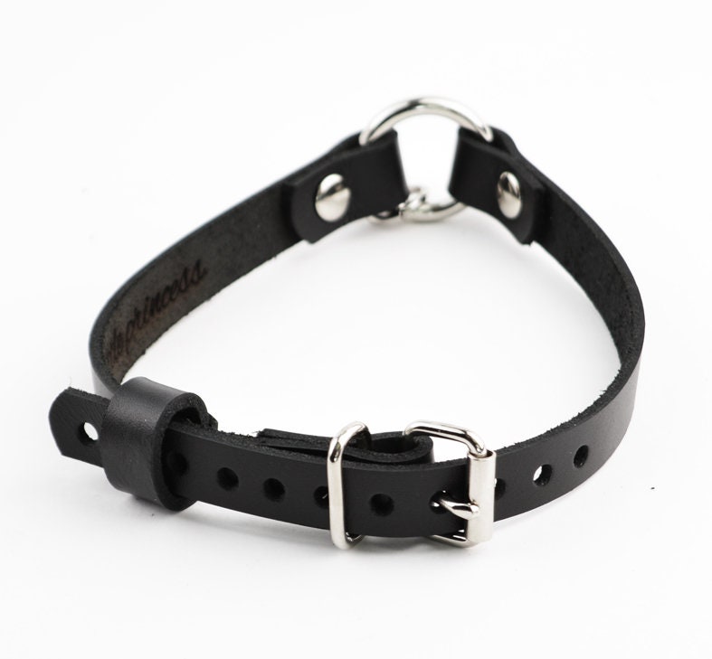 Secret Message Kitten Bell Custom Engraved Collar Handcrafted Leather with Silver O-Ring & Kitty Bell Choker photo