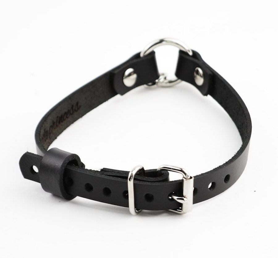 Secret Message Kitten Bell Custom Engraved Collar Handcrafted Leather with Silver O-Ring & Kitty Bell Choker Image # 216226