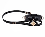 Premium BDSM Black Leather Bow Collar & Leash With Custom Engraved Rose Gold Pendant Thumbnail # 216069