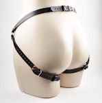Strap On Leather Harness Stunning Handcrafted Black & Rose Gold Leather Customisable Thumbnail # 217436