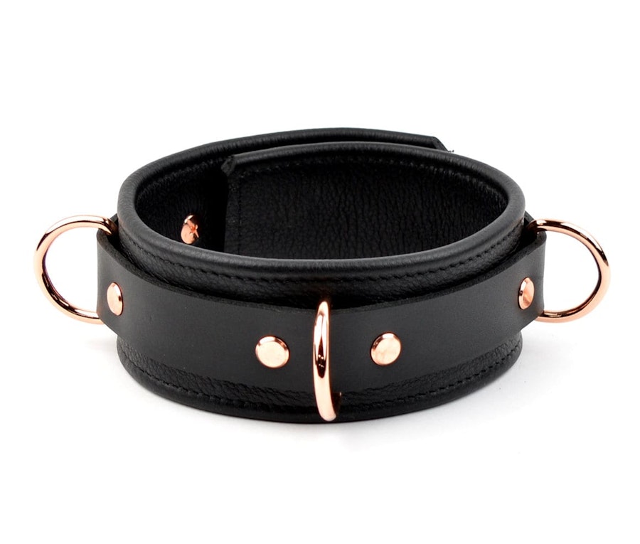 Black Leather Bondage Restraint Set Handcrafted BDSM Collar, Wrist & Ankle Cuffs, Cross Connector, Snap Hooks, Padlocks Image # 217417