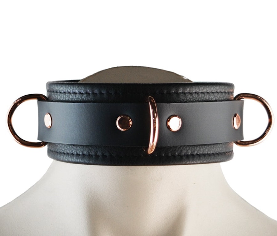 Black Leather Bondage Restraint Set Handcrafted BDSM Collar, Wrist & Ankle Cuffs, Cross Connector, Snap Hooks, Padlocks Image # 217419