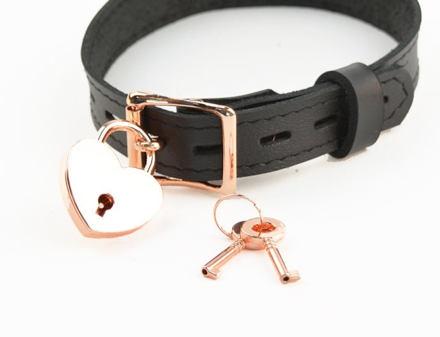 Martingale Day Collar Black Leather with Rose Gold Image # 216720