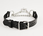 Black Leather Custom Engraved Martingale Day Collar with Silver Love Heart Pendant Thumbnail # 217122