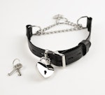 Black Leather Custom Engraved Martingale Day Collar with Silver Love Heart Pendant Thumbnail # 217121