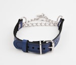 Deep Blue Custom Engraved Martingale Day Collar Luxury Leather with Round Silver Pendant Thumbnail # 216976