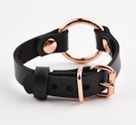Secret Message Custom Engraved Wrist Cuff Handcrafted Leather with Rose Gold O-Ring Wristband Thumbnail # 217760
