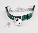 Emerald Green Custom Engraved Martingale Day Collar| Luxury Leather with Round Silver Pendant Thumbnail # 217876