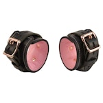 Black and Blush Pink Leather with Rose Gold Bondage Restraint Set | Collar Wrist Ankle Cuffs, Connectors Locks | Set1BBlPnkRg Thumbnail # 217790