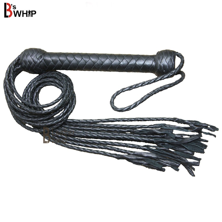 Genuine Real Leather Flogger Bull Hide Leather Flogger whip 09 Braided Falls Cat-o-nine Tails photo