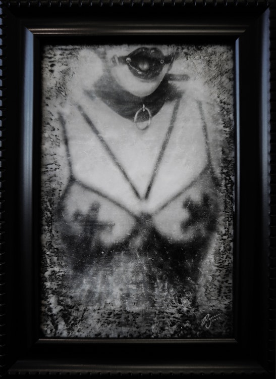 Submissive - Framed Photo Encaustic - BDSM Fetish Kinky Art by Roseanne Jones photo