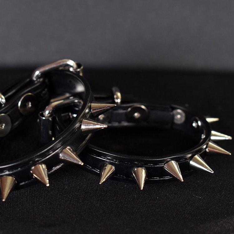 Biothane Short Spiked Cuffs Set (Vegan Leather) photo