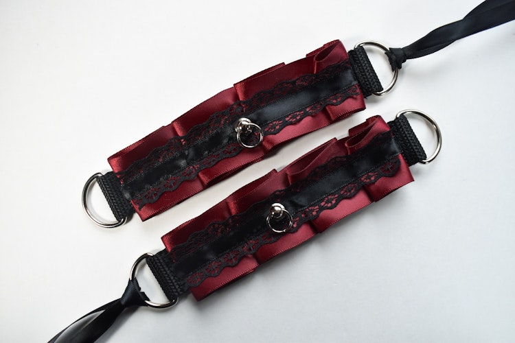 Made to your size / Vampire Cuffs set / kitten play / lace bracelet / pet play / gothic / sexy / kinky / cute photo