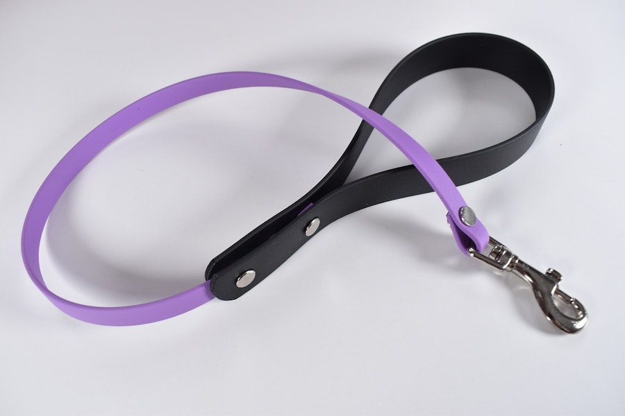 Black + Purple biothane leash (Vegan Leather) Image # 224383