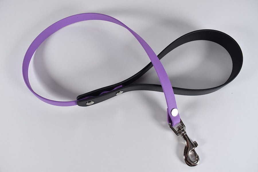 Black + Purple biothane leash (Vegan Leather) Image # 224384