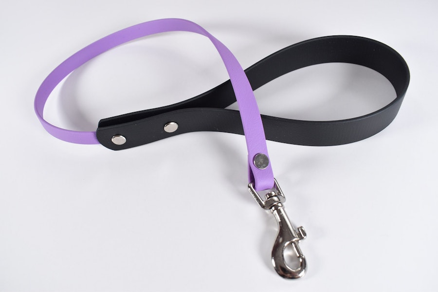 Black + Purple biothane leash (Vegan Leather)