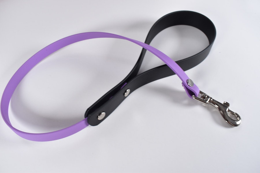 Black + Purple biothane leash (Vegan Leather) Image # 224385