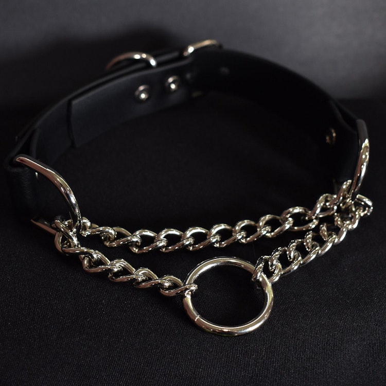 Biothane Martingale 1inch Long Chain Big Ring (Vegan Leather) photo