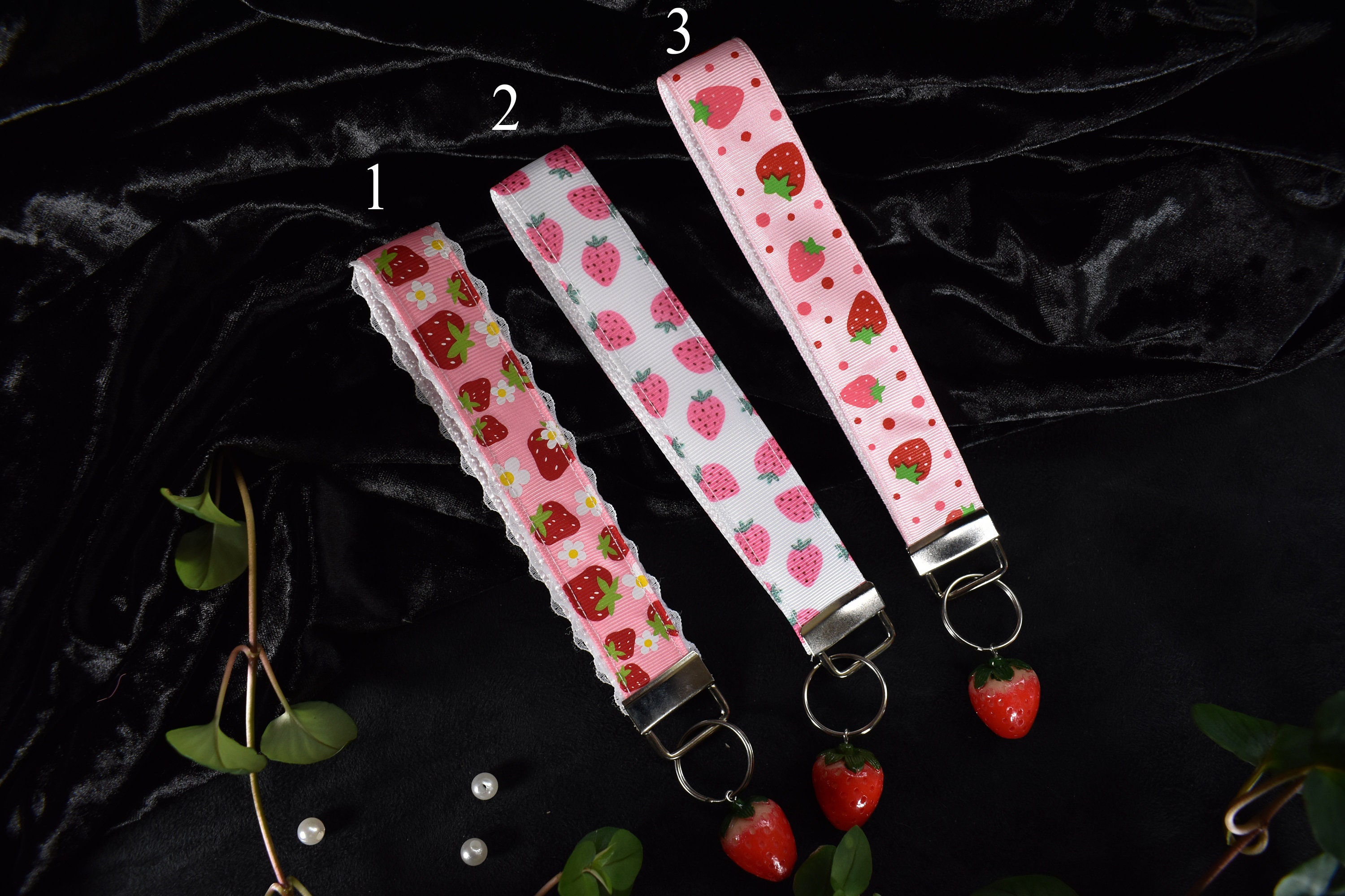 Strawberries keychains / Wrist key chain / witchy keychain / goth / altfashion / pick your style photo