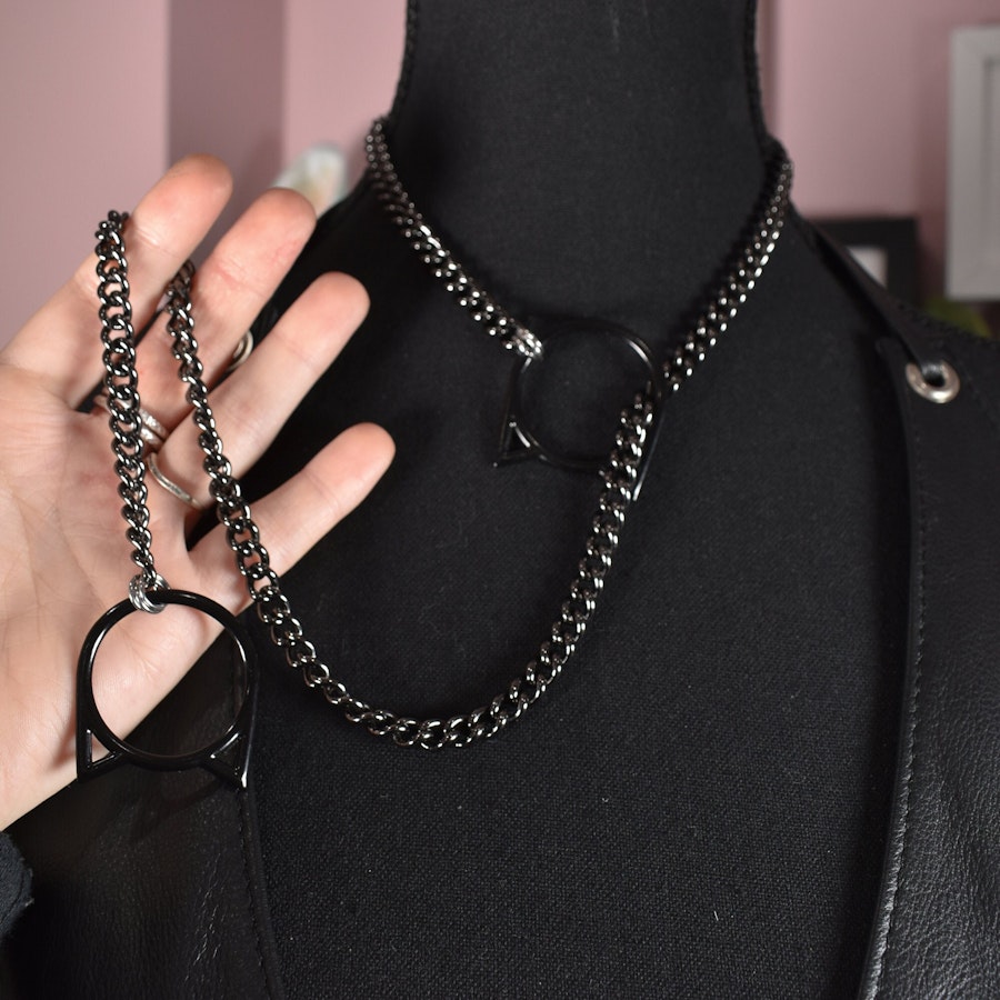Gunmetal + Black Kitty Ring Slip Chain / Fashion Version