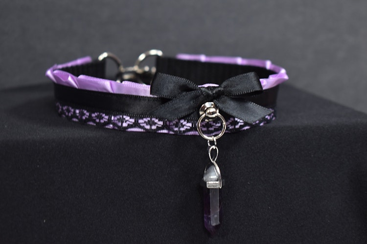 Purple And Black Crystal Choker photo