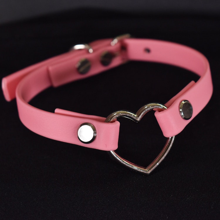 Biothane Pink Heart Choker (Vegan Leather) photo