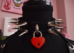 Biothane Double Spiked Lock Choker (Vegan Leather) Thumbnail # 225508