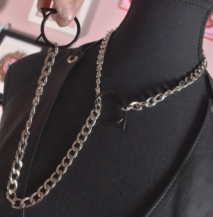 Black Kitty Ring Slip Chain / Tug Proof Version photo