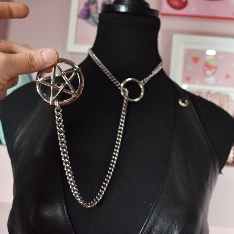 Silver Pentagram Slip Chain / 25 Inches / Fashion Version photo