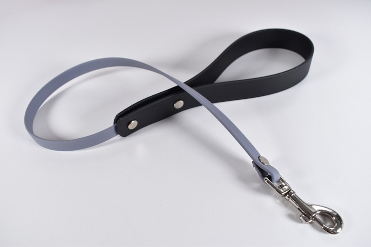 Black + gray biothane leash (Vegan Leather) photo