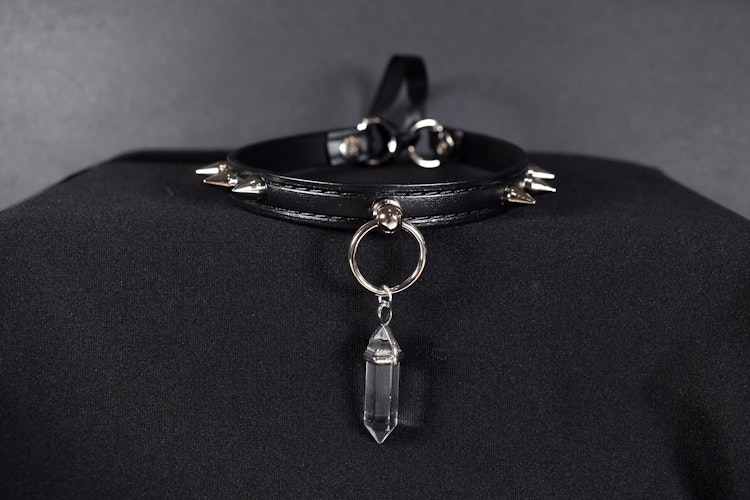 Biothane Crystal Spiked Choker (Vegan Leather) photo