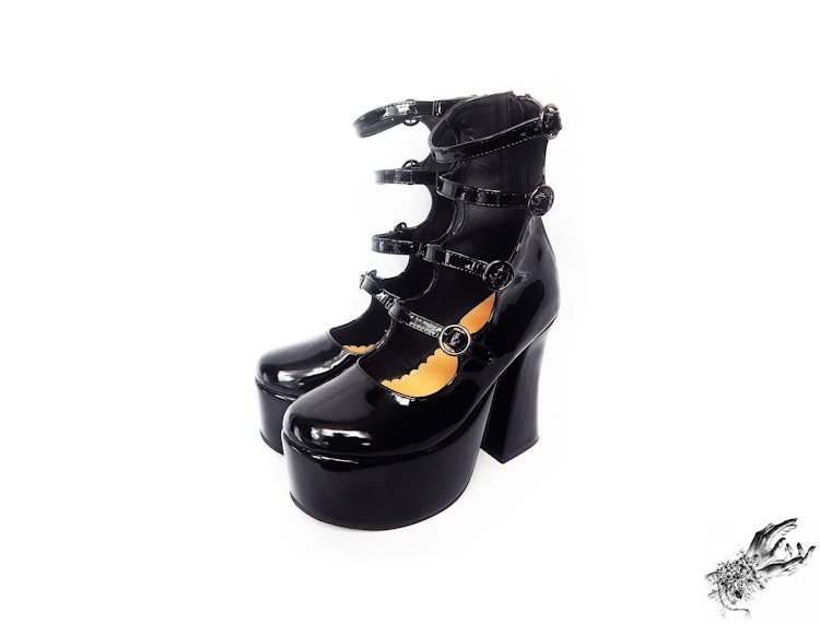 Black Patent Leather Platform Heels, "New Heights" Gothic Platform Heels, Real or Vegan Leather Heels, Custom Platform Shoes, Large Sizes photo