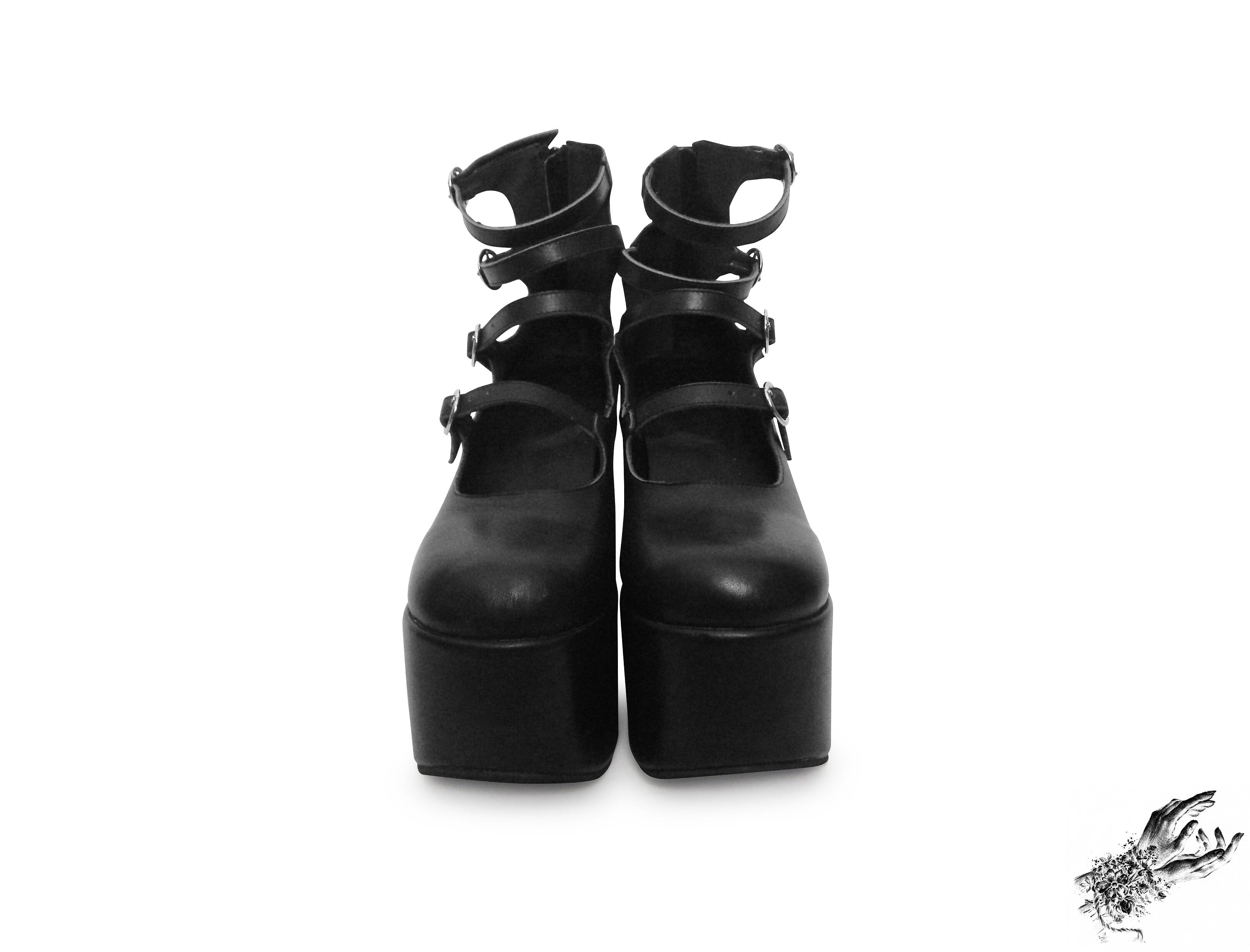 Black Matte Leather Platform Heels, "New Heights" Gothic Platform Heels, Real or Vegan Leather Heels, Custom Platform Shoes, Large Sizes photo