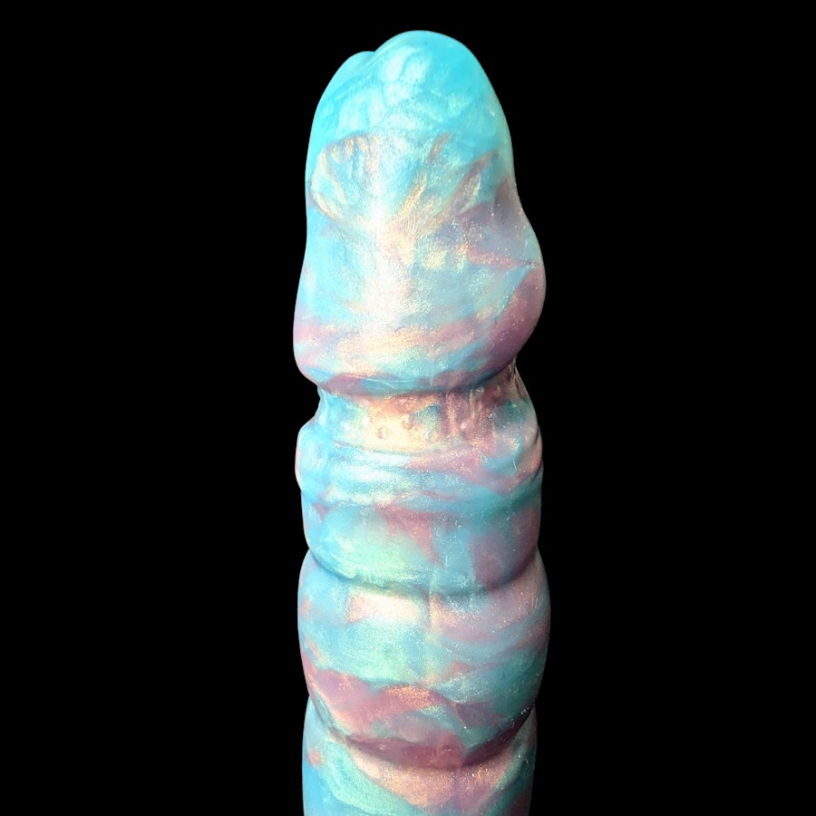 Kezax - Marble Color - Custom Fantasy Ribbed Dildo - Silicone Wizard Style Sex Toy Image # 20519