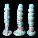 Kezax - Marble Color - Custom Fantasy Ribbed Dildo - Silicone Wizard Style Sex Toy Thumbnail # 20518